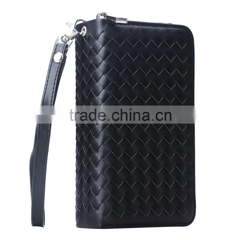 Weave PU Leather Wallet Mobile Phone Cover For Iphone 6Plus