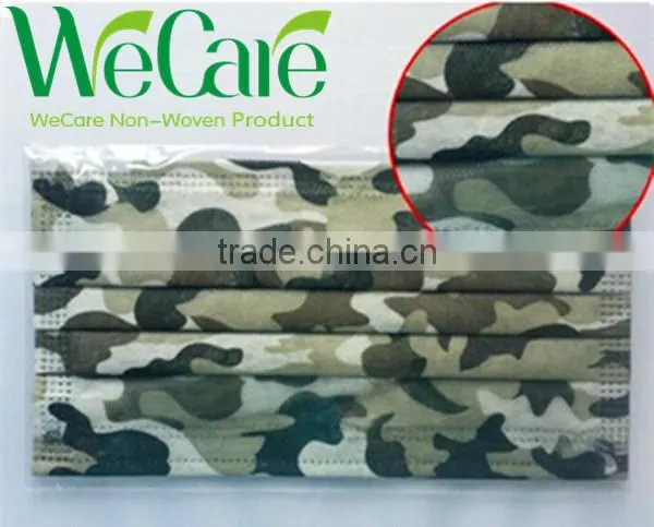 Disposable Non woven camouflage face mask with earloop for CS field operation