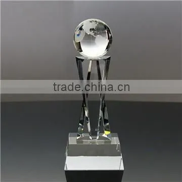 Wholesale custom made globe crystal trophy with black base for business gift