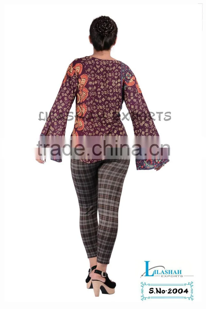 2004 Rayon Mandala Block Printed Top Supplier jaipur hand print tops dresses