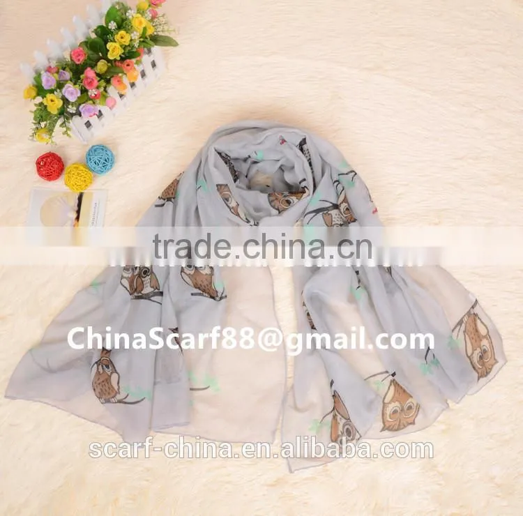 Wholesale owl viscose scarf