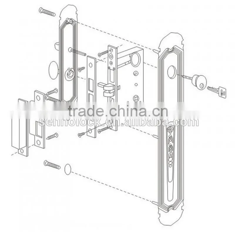 External Pull handle Main Door Lock Entry Set Cylinder Lock