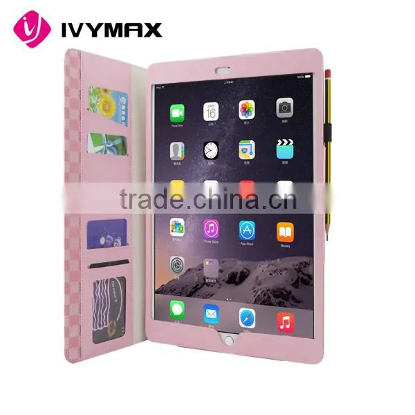 High quality credit card and flip stand leather tablet case for IPAD PRO