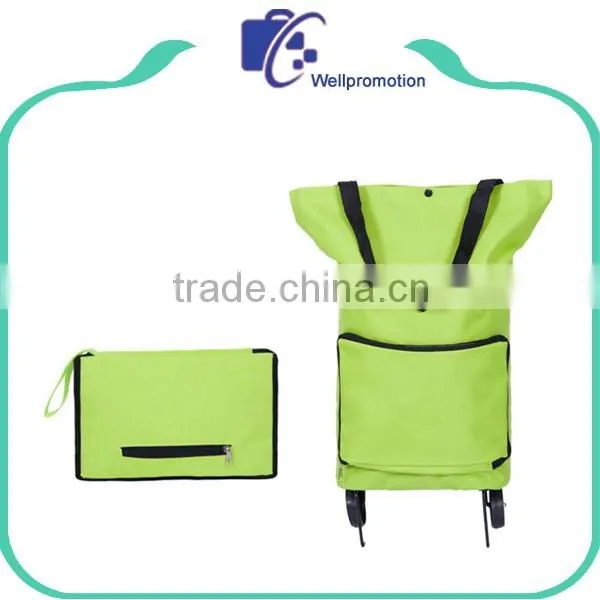 Polyester reusable shopping folding trolley bag supermarket
