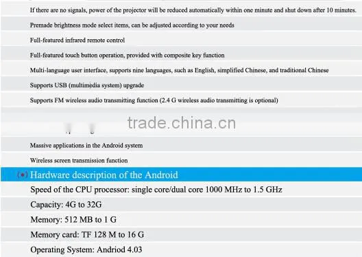 Android 4.2 Multi-Media Player Mini HD Projector