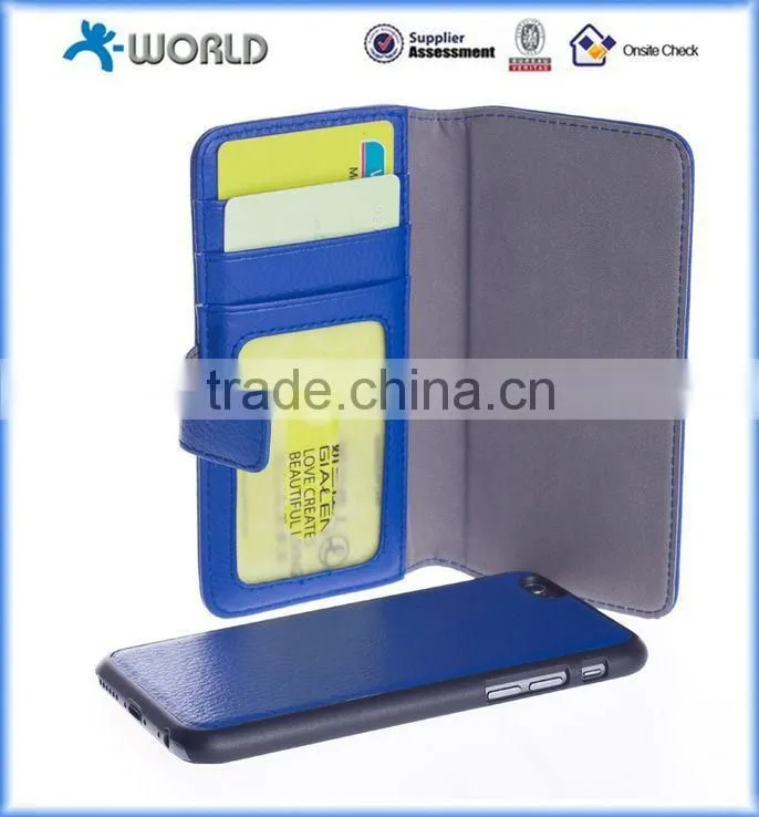 ISO Approved Manufacturer 2 in 1 PU Leather Detachable Wallet Case for iPhone 6S