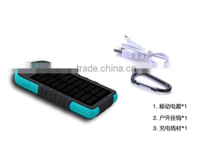 Manufacturer china,8000mAh solar power bank charger solar cell phone charger with led light