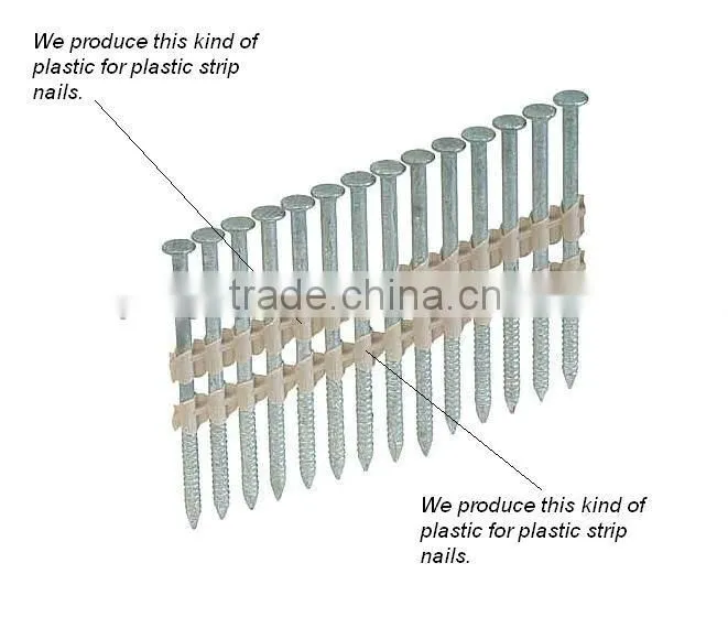 Special modified plastic for plastic strip framing construction fasten nail