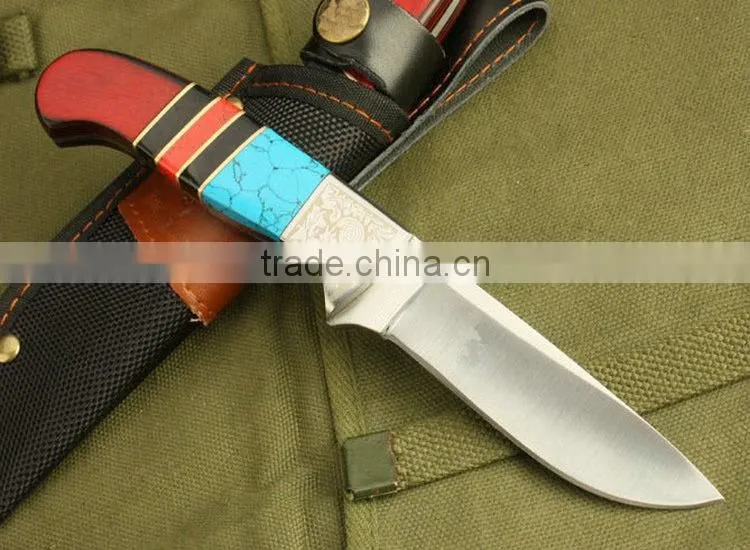 OEM wood handle hunting combat knife