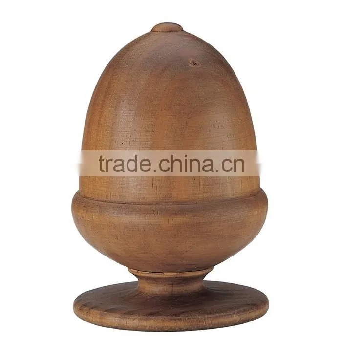 Natural carved wooden acorn curtain rod