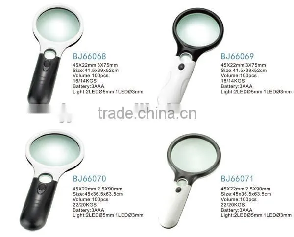 2X95mm 45X22mm 3 LED lights high definition low vision illuminating magnifier