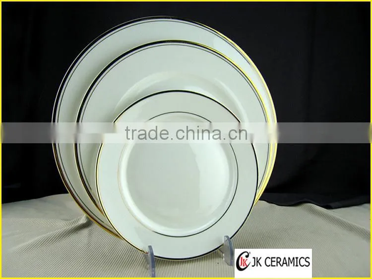 Wholesale Gold Rim Bone China Dinnerware set, White Dinnerware set