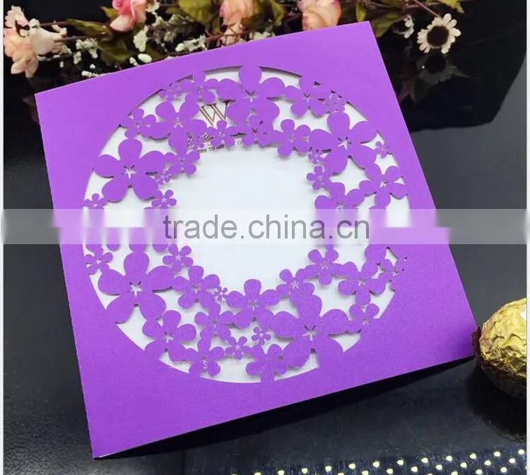 2016 hot sale Quality Free Design Custom Laser Cut inexpensive Wedding Invitation Card