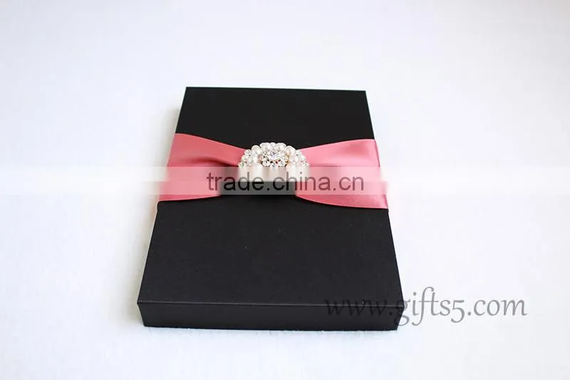 Elegant black packaging boxes for wedding invitations