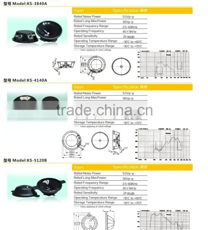 20-60KHZ waterproof piezo speaker
