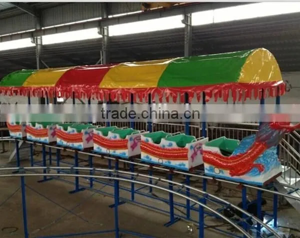 Theme park amusement rides mini roller coaster train slide dragon for children