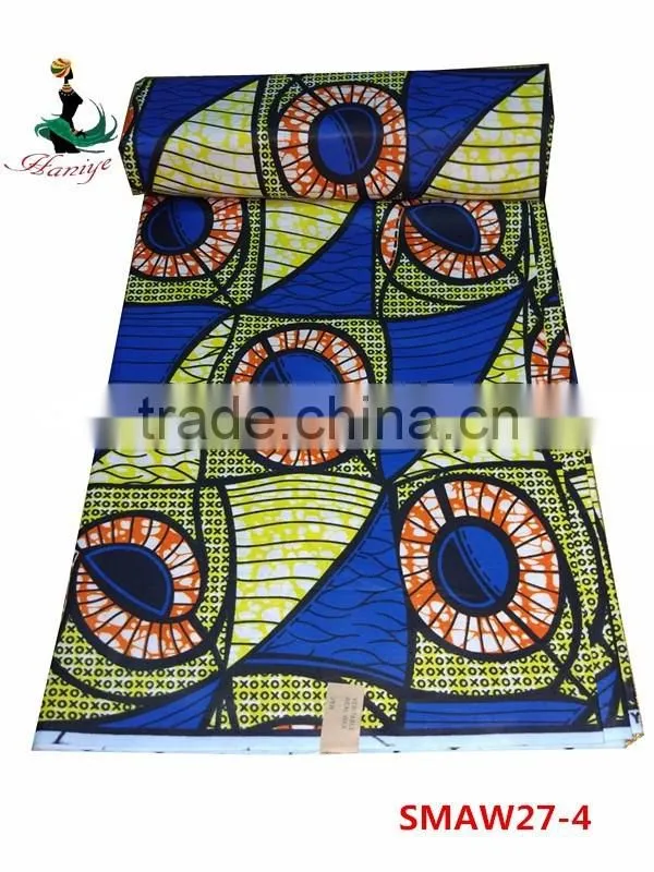 2016 real Wax Fabric with 100 cotton print wax hollandais fabric for african SMAW27