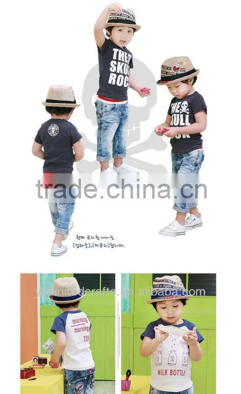 2013 hot sale kids hats summer straw fedora hats for children