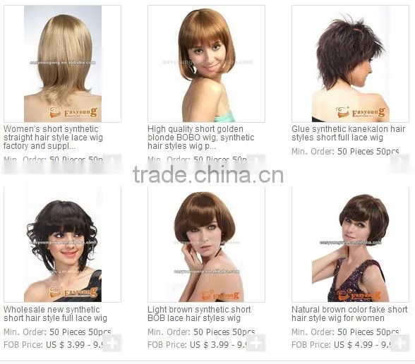 Fashion long bang synthetic short hair style wig, pull through wigs