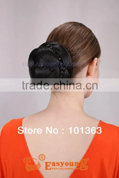 Synthetic braids hair bun, fake chignon hair piece wholesale