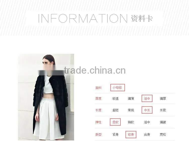 Factory sale long black natuarl mink fur women coat in China