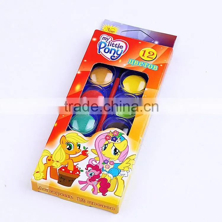 Carton 12 pcs watercolor paint box for watercolors cakes painting,custom design gouache and post color paint