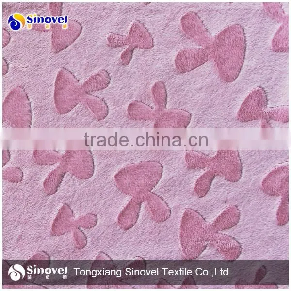 Home textile Polyester Super-soft Embossed Velboa Fabric For Upholestery/Apparel