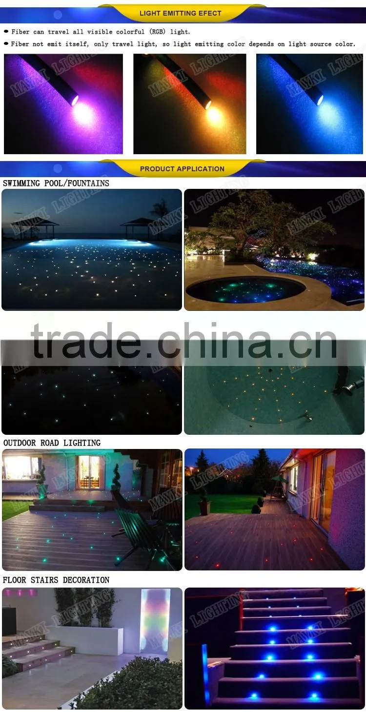 2mm end glow fiber optic cable for lighting with black PVC cover