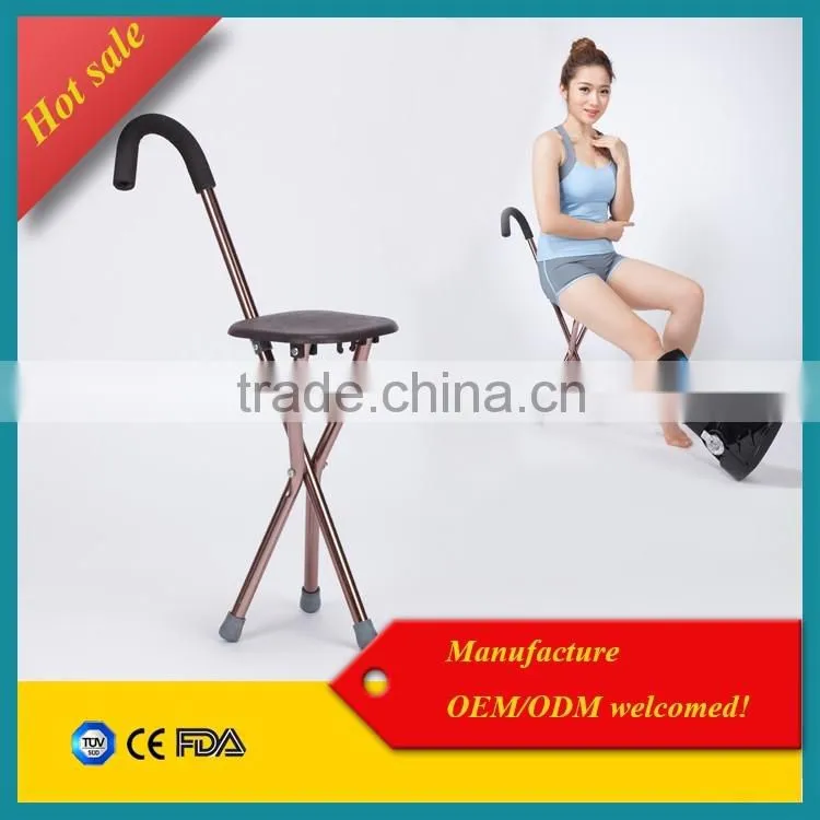 old people walking tools aluminum folding cane seat / elderly walking stick as seen on tv