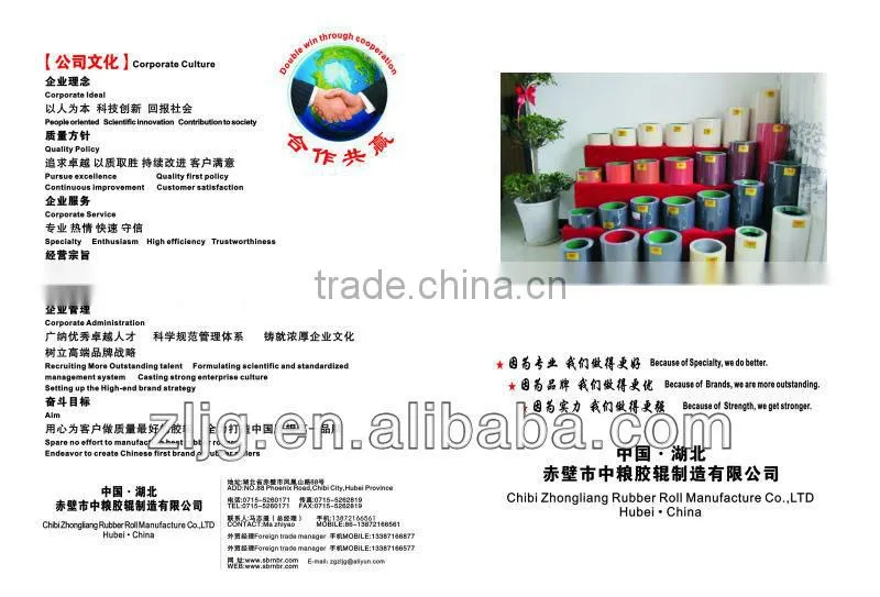 14 inch iron drum NBR SBR EPDM polyurenthane rice husk rubber roller supplier