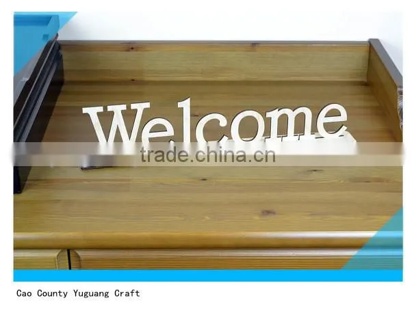 WELCOME home door white wooden word sign