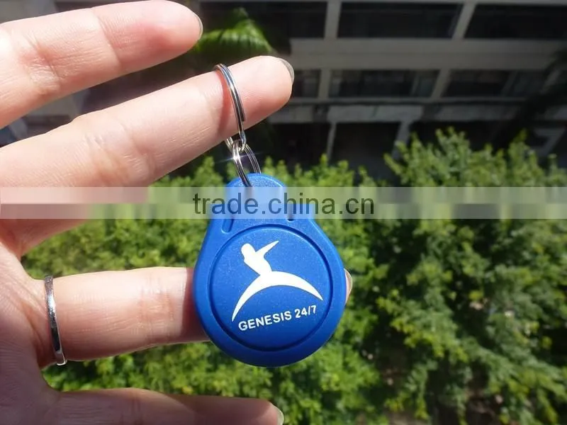 China manufacturer custom design contactless writable RFID ABS Keychain Key Fob with rings