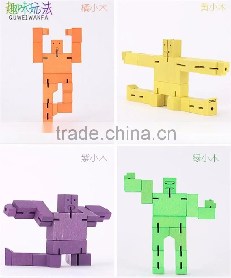 Blocks of wood cube robot Children's creative puzzle toys Amazing shape cube puzzle