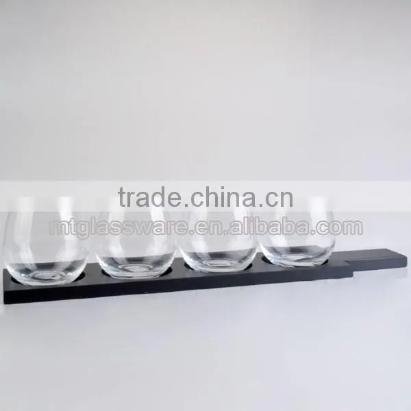 wholesale 5oz sexy rum shot glass with wood tray