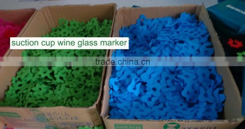 wholesale round shaped silicone cup wine glass marker/silicone rubber wine glass suction
