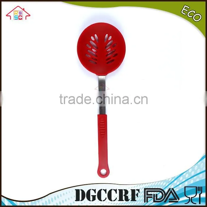 NBRSC FDA/LFGB Heat Resistant circular silicone slotted spoon shovel spatula turner spade new leaf shaped
