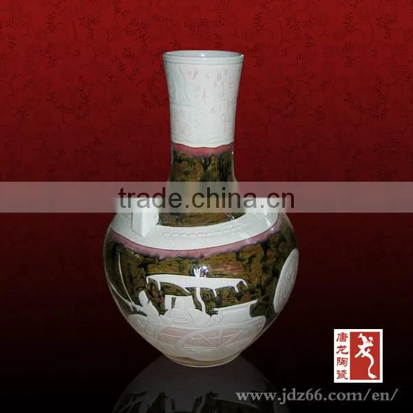 Lovely and artistic deign glazed chinese ceramic cylinder meaning for good luck