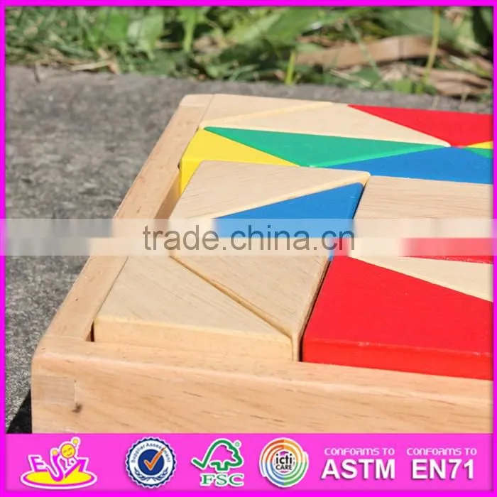 2017 new design 18 pieces educational wooden kids building blocks with box W13A115