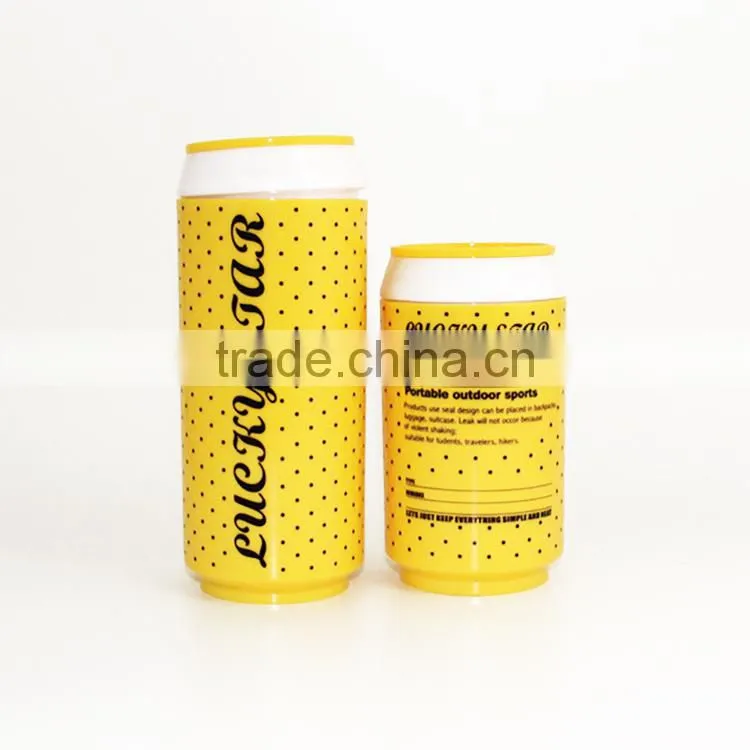 2017 Customized according to customer logopop-top can plastic cans bottle PC anti leak sport bottle
