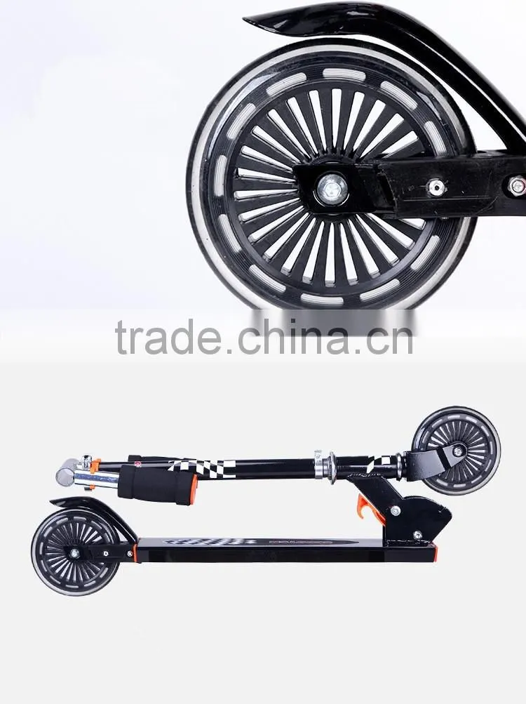 hot sale child and adult freestyle kick folding scooter with 2 big PU wheels