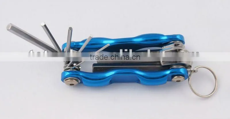 2014 new Stock pocket mini multi aluminium oxide promotion bike keychain tools 801-8a