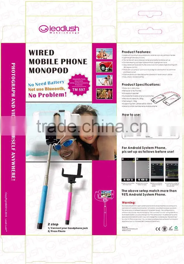 Wireless Monopod selfie stick for phones digital cameras