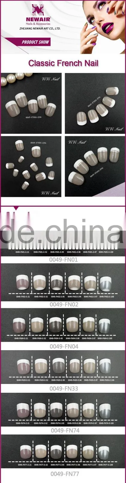 Newair fashional decorated nail tips 24 pcs pack nail art
