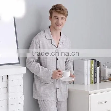 100% cotton kintted fabric men sleepwear sets man nightclothes homewear pajama sleepwear