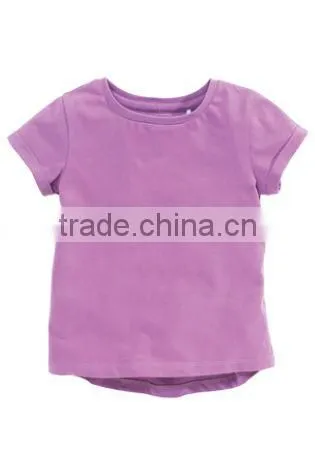 2017 hot sales children girls o-neck short sleeve T-shirt pure color
