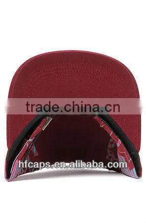 Red floral 5 panel custom printed flat brim cap