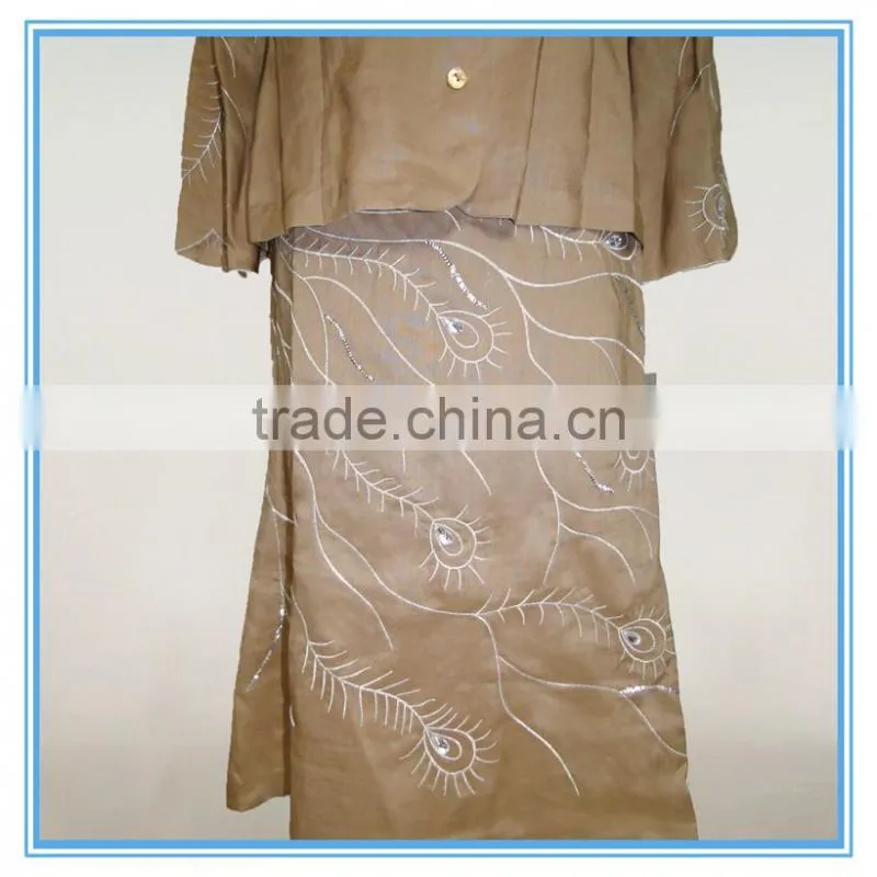 Women Embroidery Linen Elegant Skirt Suit Formal Skirt And Blouse Apparel 2016