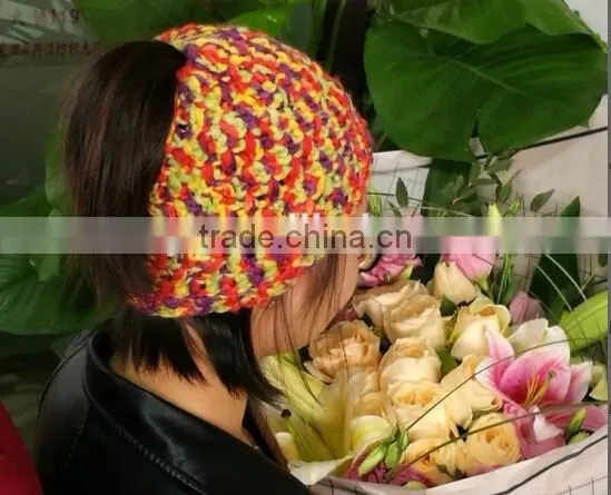 Girls Colorful Crochet Bun Ponytail Hat