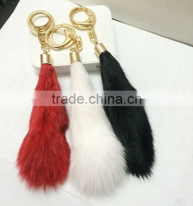 Fashion handbag accessories fox fur tail keychain