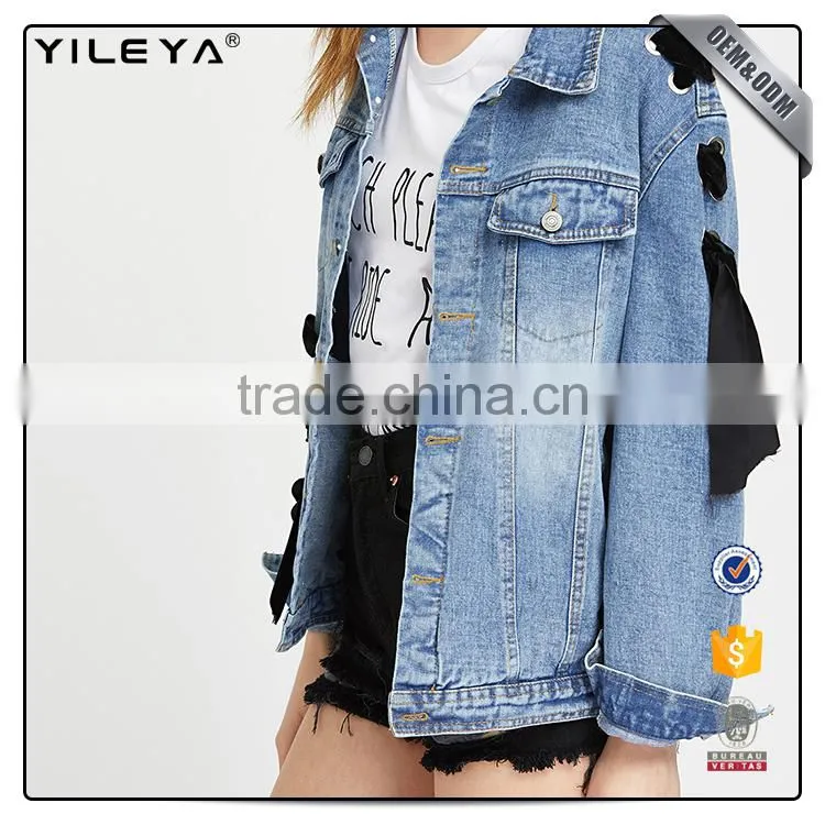 Latest fashion lady denim jacket designs,women jean jacket,woman denim jacket